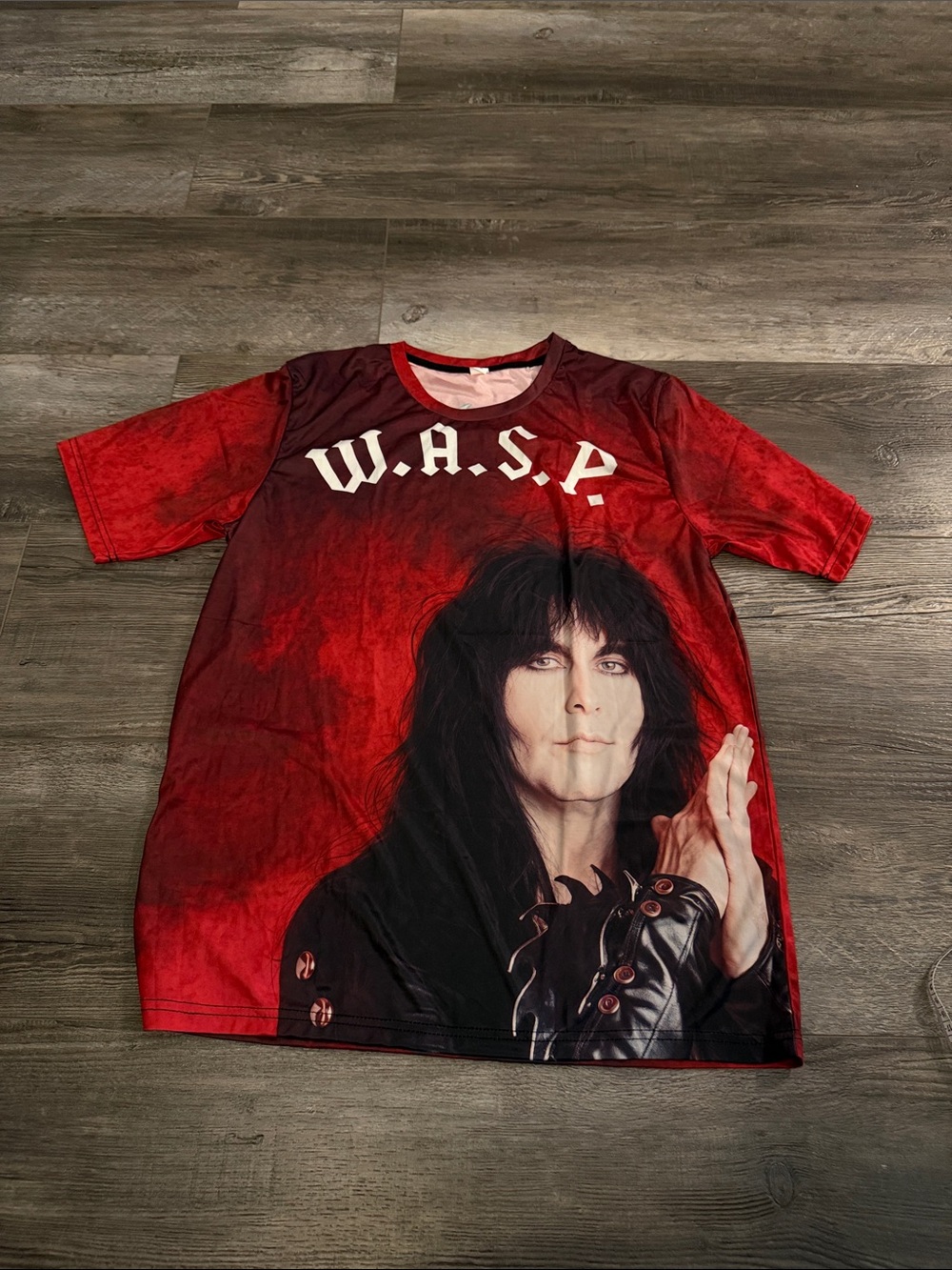 W.A.S.P. Graphic Band Tee in Red and Black‎